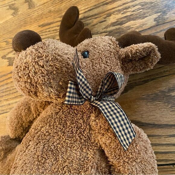 FAO Schwarz floppy moose plush‎ plaid bow 10" cuddly. - Picture 4 of 5